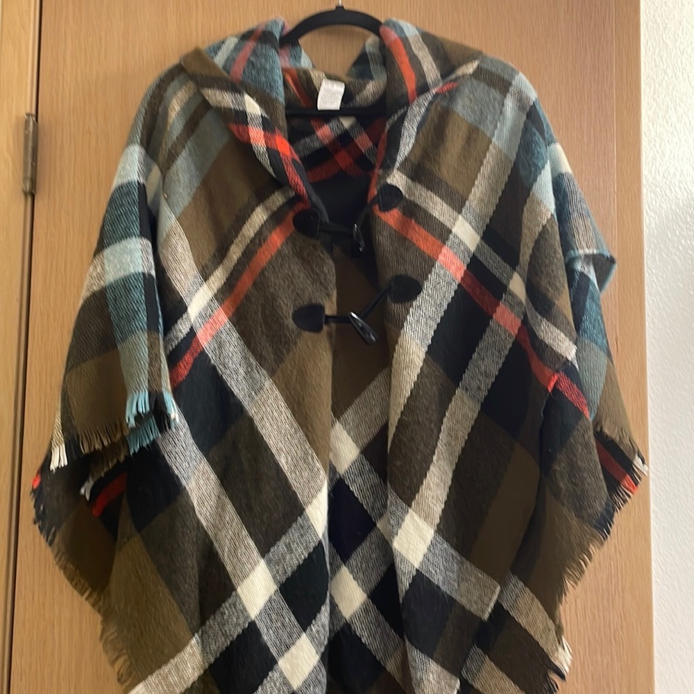Plaid Blanket Poncho